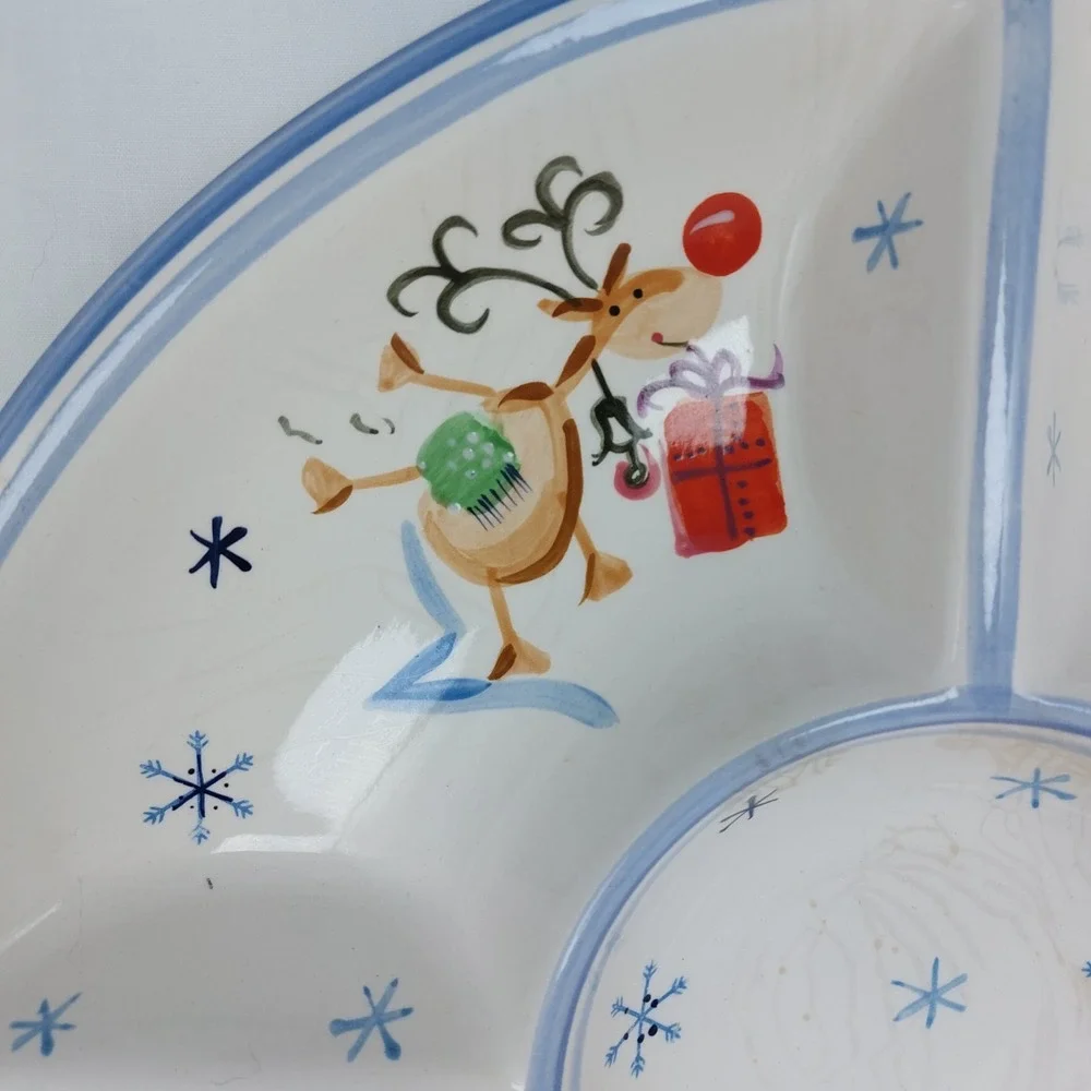 Churchhill Christmas Divided Serving Platter / Tray With Snowmen Santa China 15